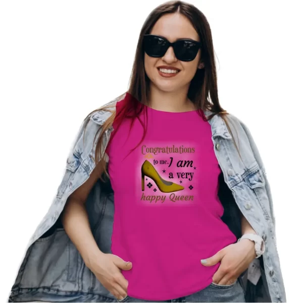 Camiseta feminina, modelo baby look, estampa congratulations - Image 3