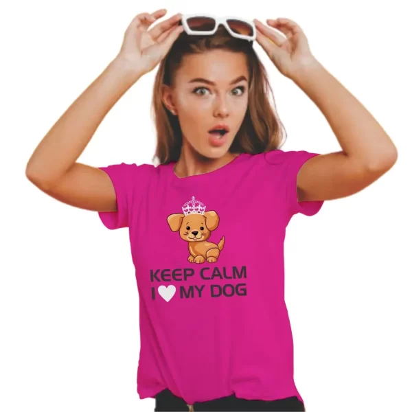 Camiseta feminina Modelo Baby Look, Estampa Keep Calm I Love My Dog - Image 3