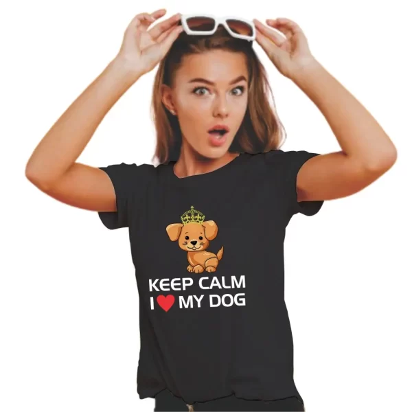 Camiseta feminina Modelo Baby Look, Estampa Keep Calm I Love My Dog - Image 4