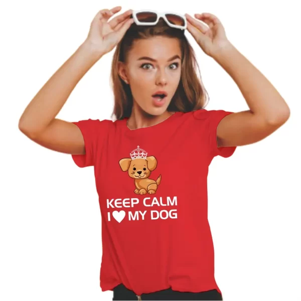 Camiseta feminina Modelo Baby Look, Estampa Keep Calm I Love My Dog - Image 5