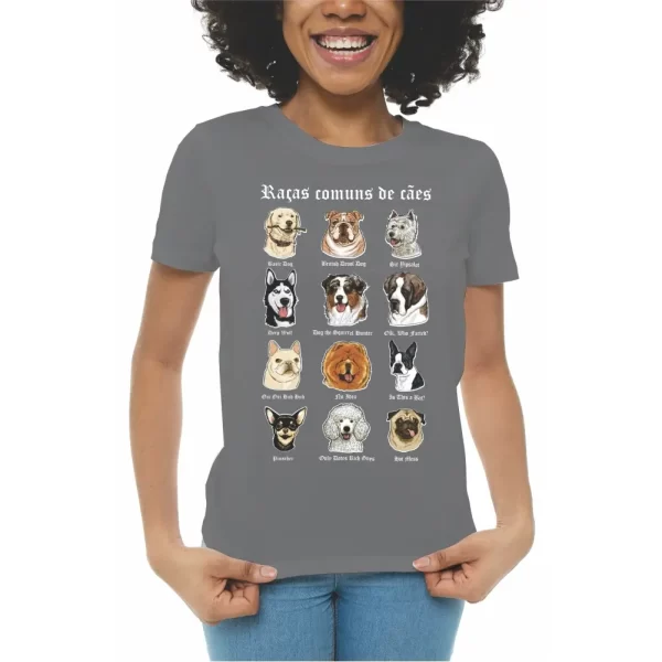 Camiseta feminina Modelo Baby Look, Estampa, Raças Comuns de Cães - Image 2