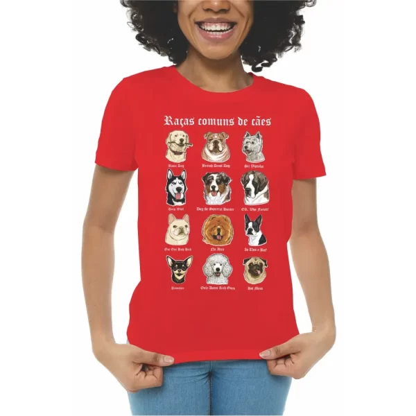 Camiseta feminina Modelo Baby Look, Estampa, Raças Comuns de Cães - Image 5