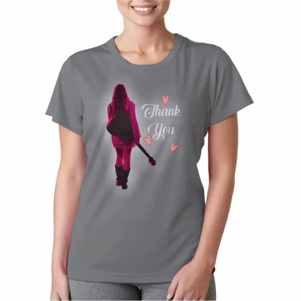 Camiseta feminina, modelo baby look, estampa thank you - Image 2