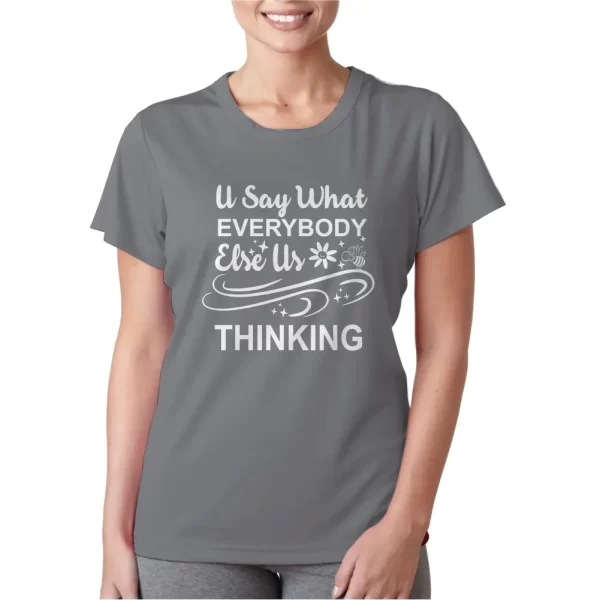 Camiseta feminina, modelo baby look, estampa thinking - Image 2