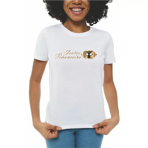 Camiseta Gestão Financeira, modelo feminino baby look