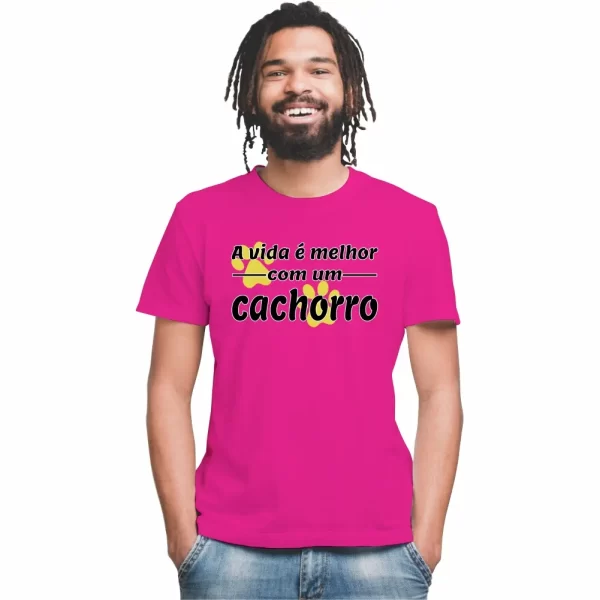 Camiseta Modelo Tradicional, Estampa a Vida é Melhor com um Cachorro - Image 3