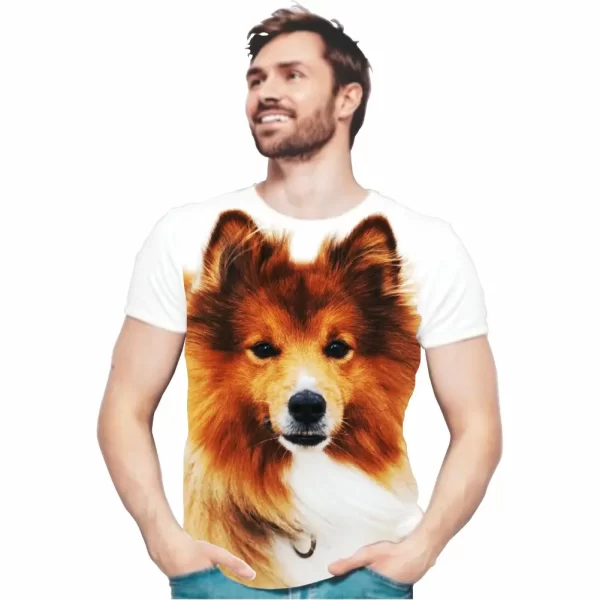 Camiseta Modelo Tradicional, Estampa Cão Frontal