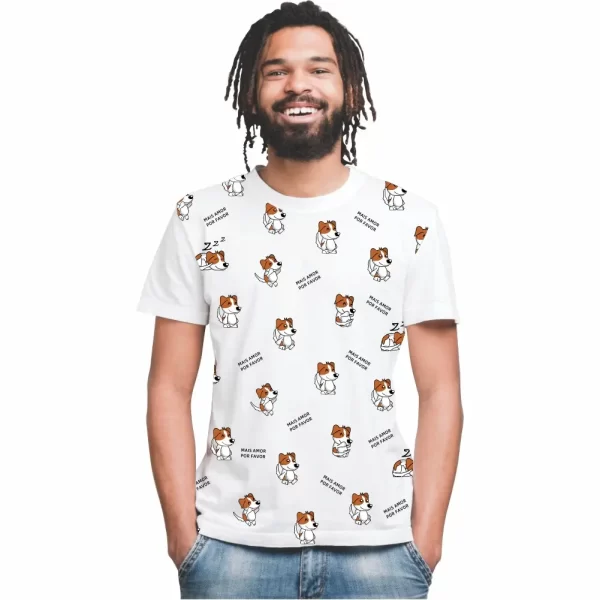 Camiseta Modelo Tradicional, Estampa Cãozinho Feliz