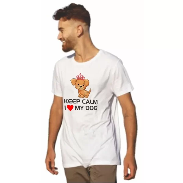 Camiseta Modelo Tradicional, Estampa Keep Calm I Love My Dog