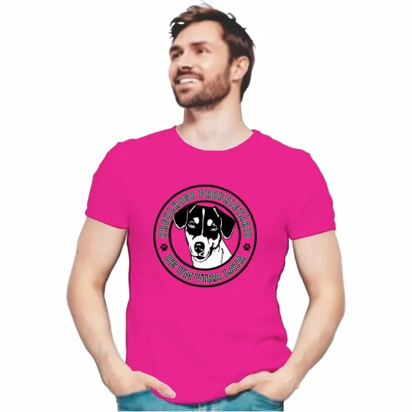 Camiseta Modelo Tradicional, Estampa Orgulhoso Proprietário de um Vira Lata - Image 3