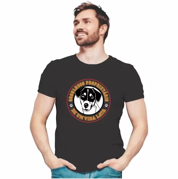 Camiseta Modelo Tradicional, Estampa Orgulhoso Proprietário de um Vira Lata - Image 4