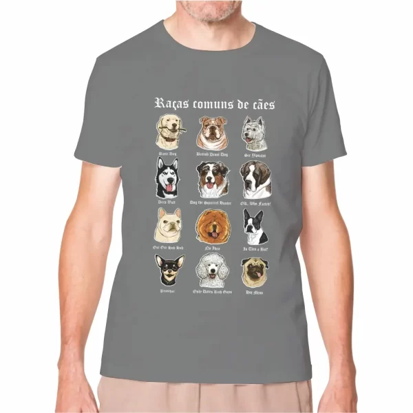 Camiseta Modelo Tradicional, Estampa Raças Comuns de Cães - Image 2