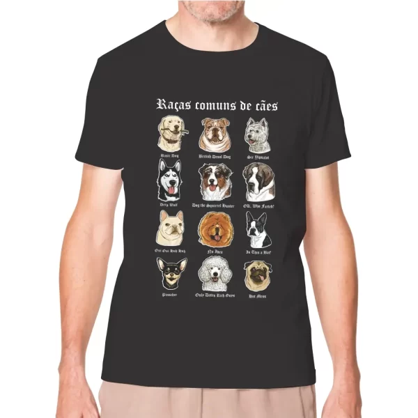 Camiseta Modelo Tradicional, Estampa Raças Comuns de Cães - Image 4